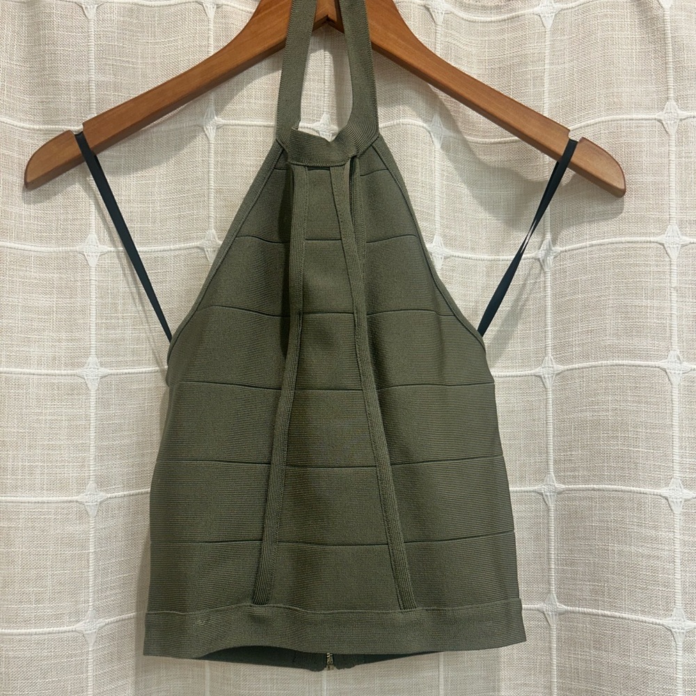 NWT bebe Olive Green Halter Crop Top S
